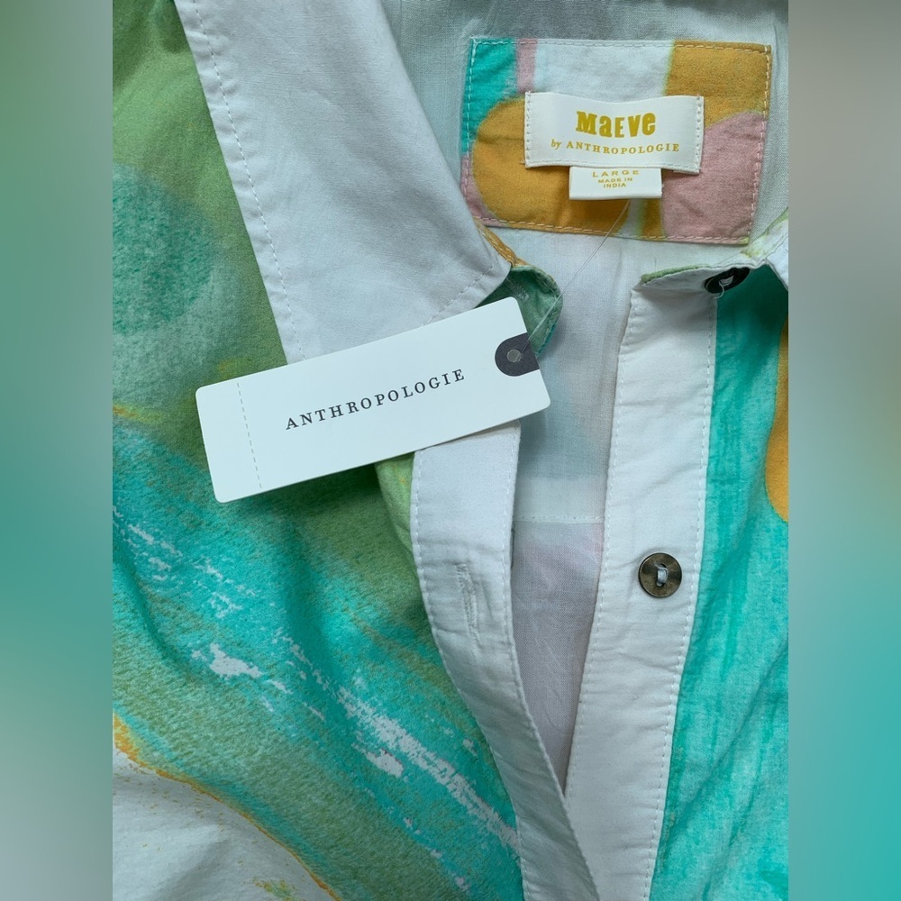 Anthropologie NWT Size L The Lillian Cap-Sleeve Button-Front Midi Dress by Maeve - Picture 5 of 13